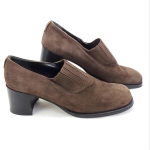 Aquatalia Shoes Wmns Sz 6.5 Chunky Loafer Slip On Brown Suede Leather Minimalist